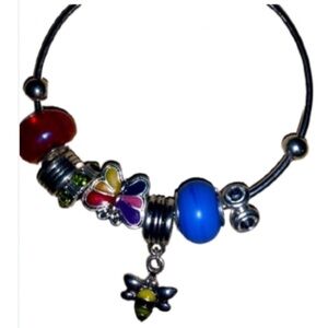 Rainbow Butterfly & Bumble Bee Toggle Charm Bracelet Bangle